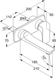 Встраиваемый смеситель для раковины Kludi Ameo хром 412440575
